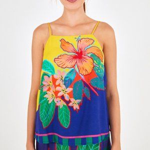 Anthropologie Farm Rio Floral Yellow Tank Top